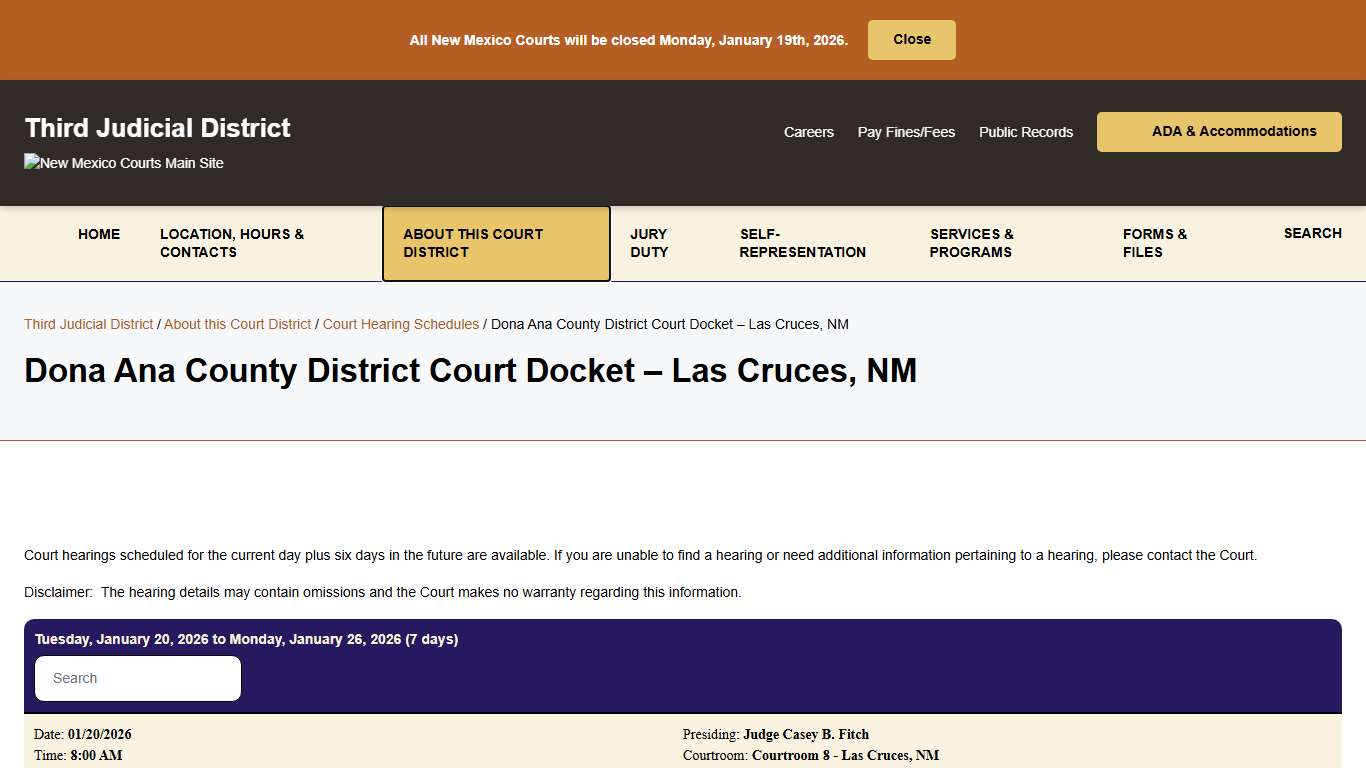 Dona Ana County District Court Docket - Las Cruces, NM - Third Judicial District