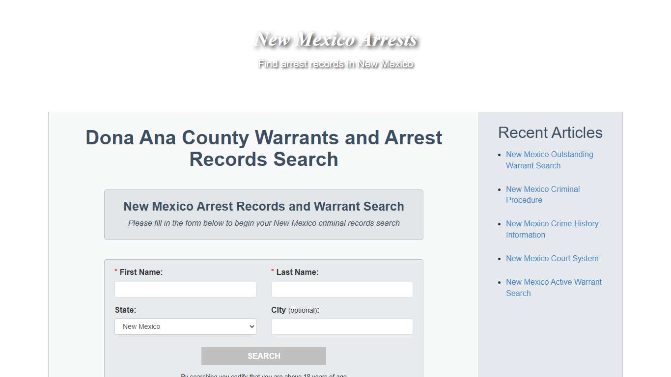 Dona Ana County Warrants and Arrest Records Search - New Mexico Arrests